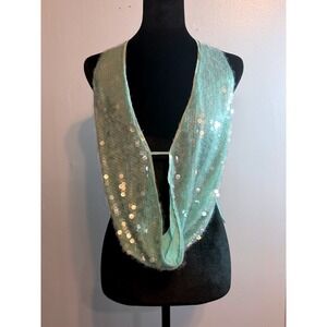 Fashion Nova Zola Mint Sequin Halter Top Cowl Neck Y2K Party NWT M